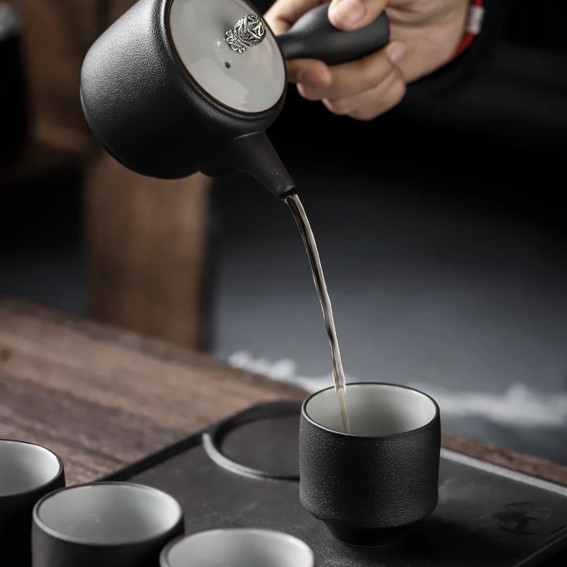 Винтажная чайная чашка 95 мл черная керамическая керамика маленькая чаша для чая