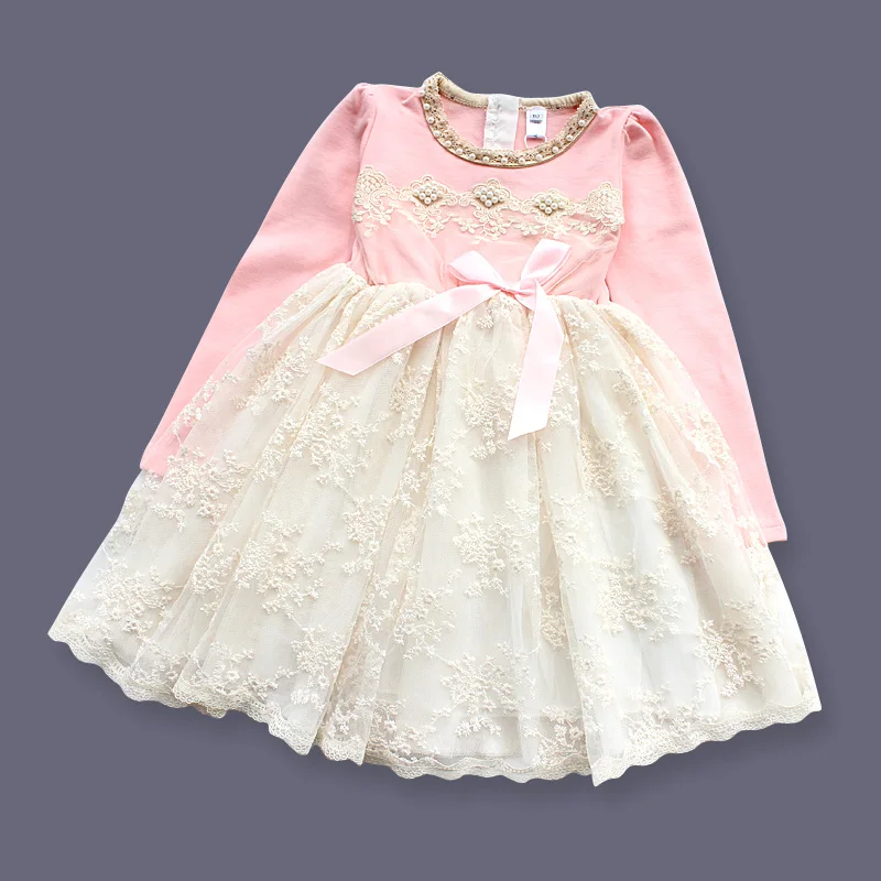 Новинка 2017 года весеннее платье для девочек в Корейском стиле милое кружевное