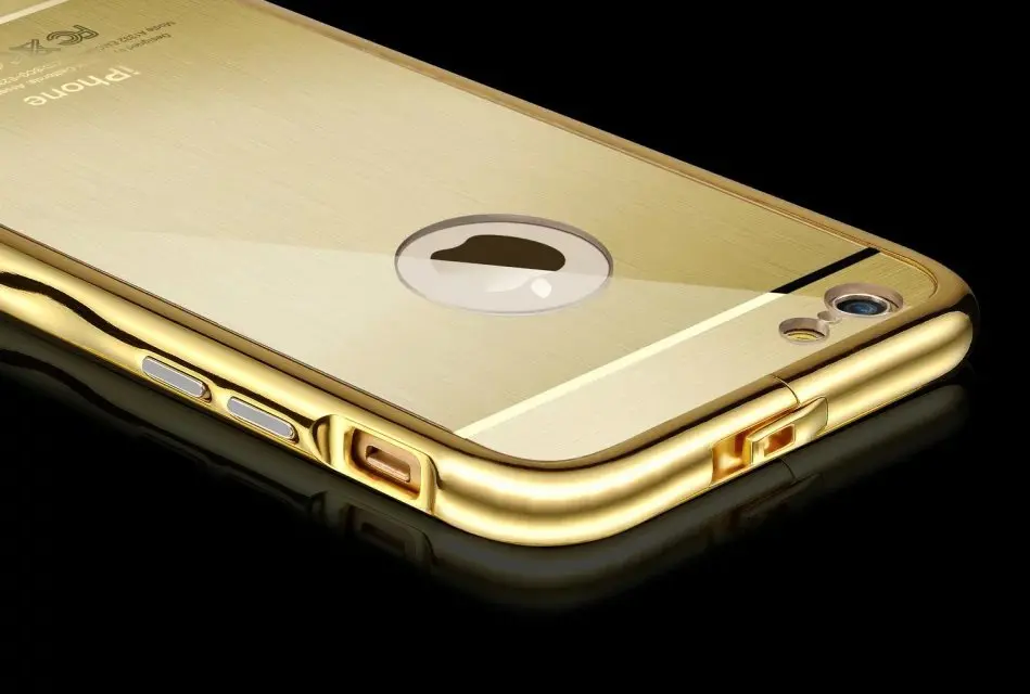 Чехол для iPhone 6 большой задняя часть металл рама серебро золотой зеркало дизайн