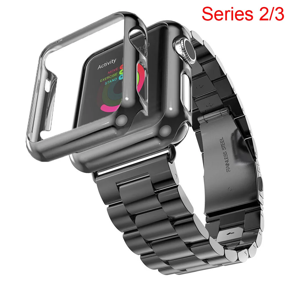 Классический ремешок DAHASE из нержавеющей стали для Apple Watch Series 3 позолоченный чехол