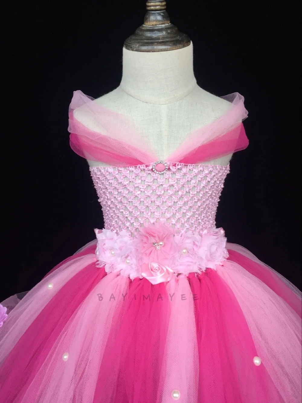 Красивое розовое платье принцессы для девочек детское пушистое вязаное