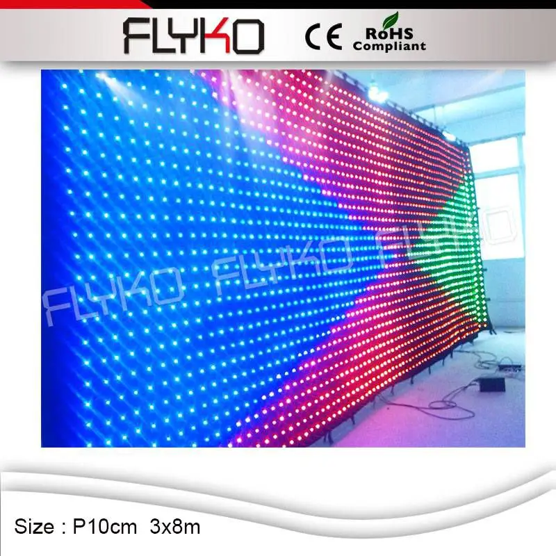 Flyko сценическая rgb осветительная ткань популярная светодиодная видеозанавеска