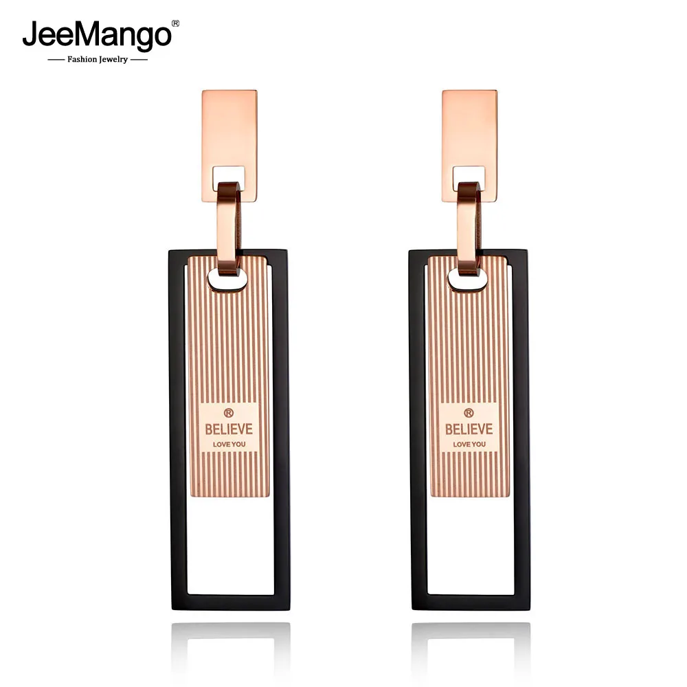 Женские Геометрические серьги гвоздики JeeMango модные из нержавеющей стали