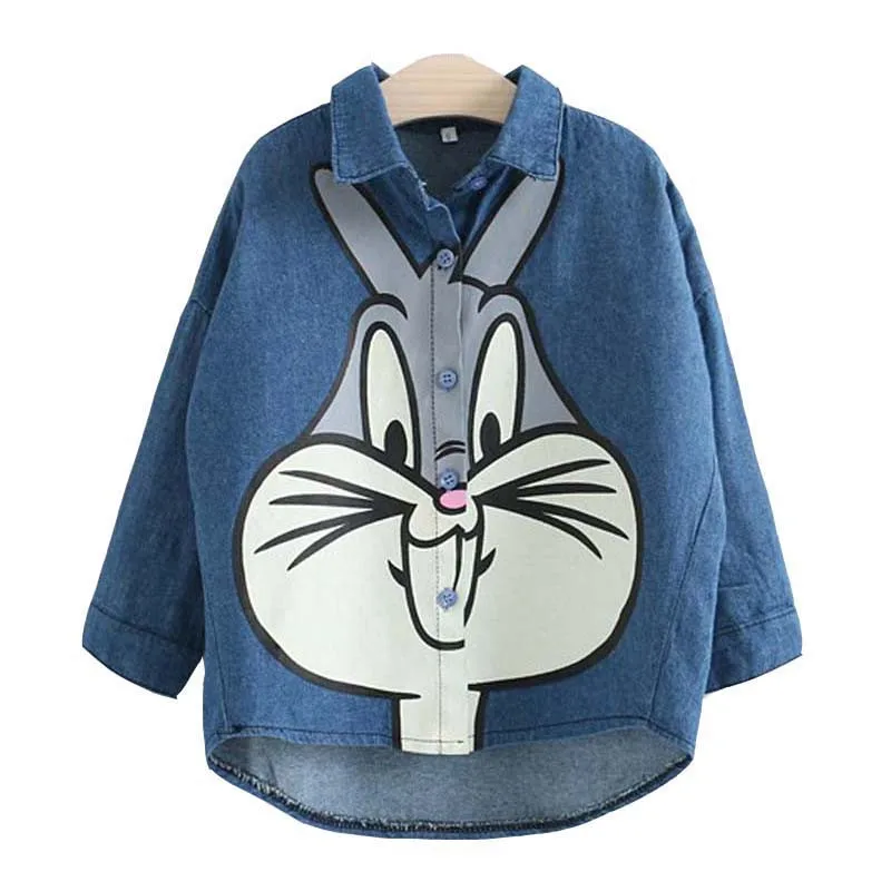 Осенние детские джинсовые рубашки для девочек блузка с длинными рукавами и