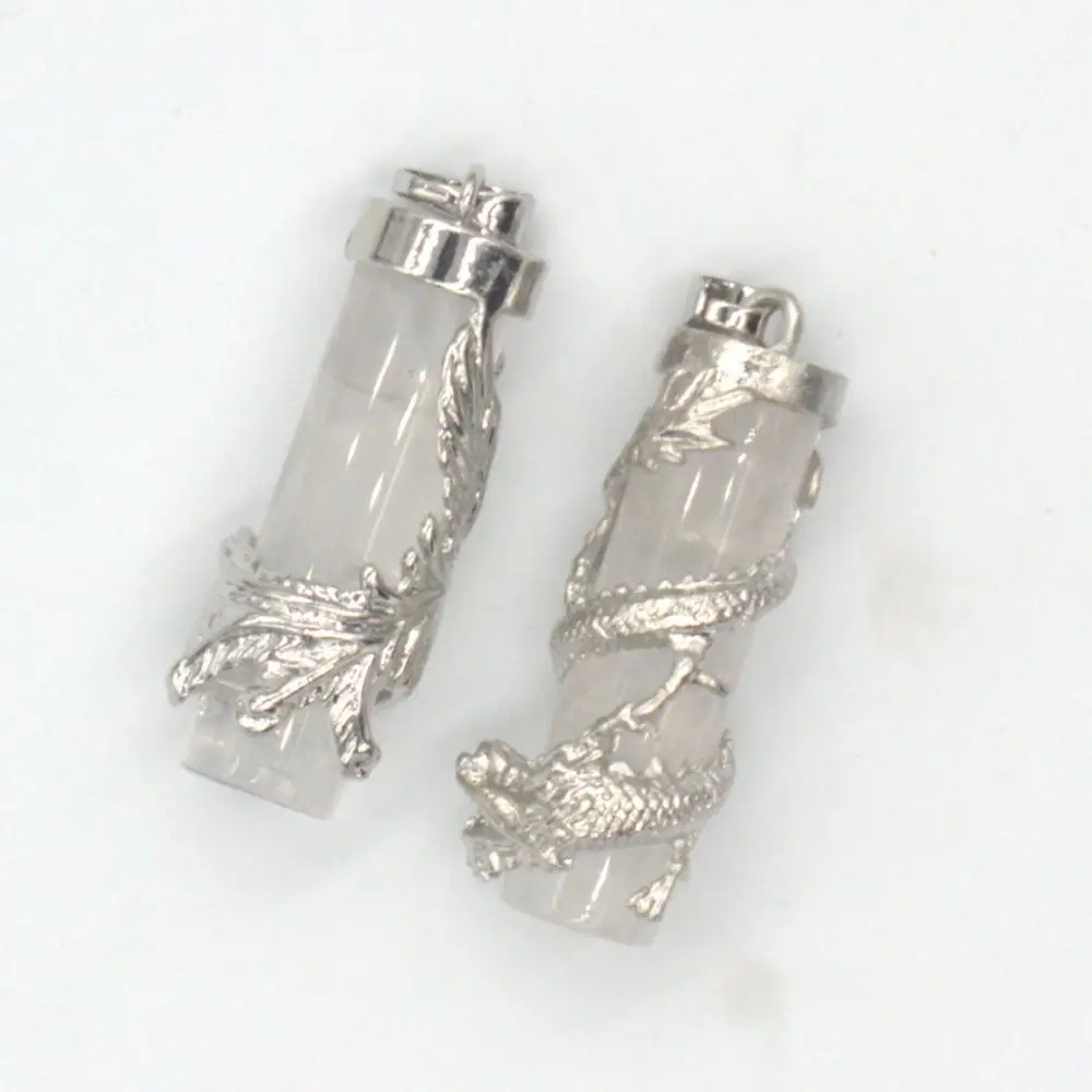 100-уникальное посеребренное китайское Феникс и дракон Природный Рок-кристалл