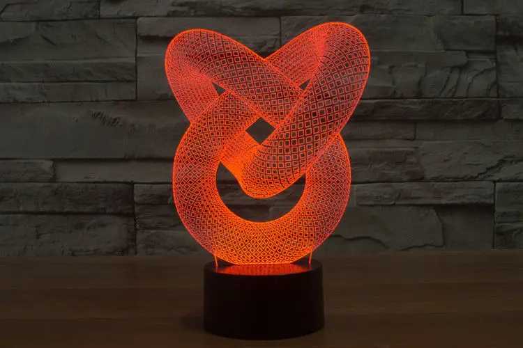 3D Бесс ночь двойное кольцо LED настольная лампа ночник Красочные градиент