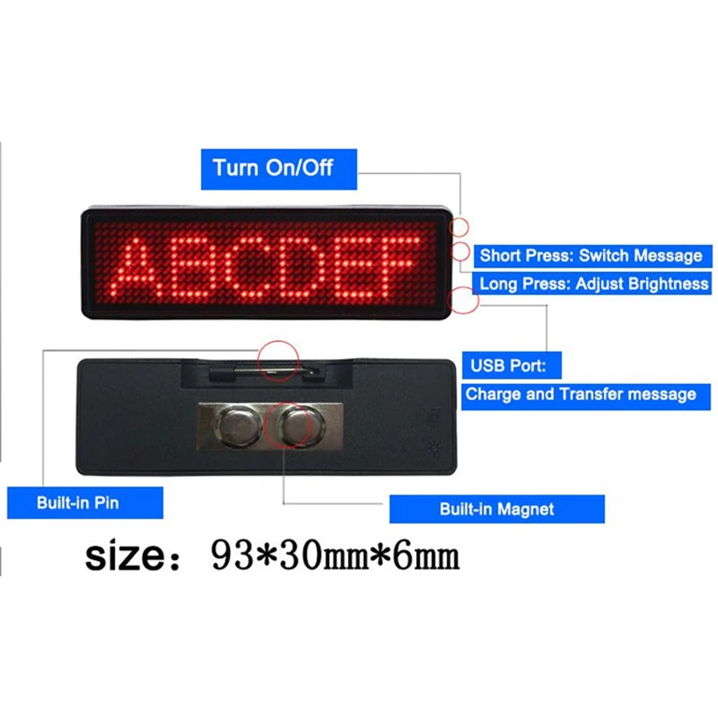 Беспроводной bluetooth светодиодный значок имя тег мобильный телефон приложение