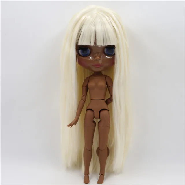 super black skin Ледяная 1/6 bjd фабрика blyth кукла с гибкими суставами бледный блонд смешанный белый волос BL136/340 30 см, супер черная кожа или загара кожи - Цвет: super black skin