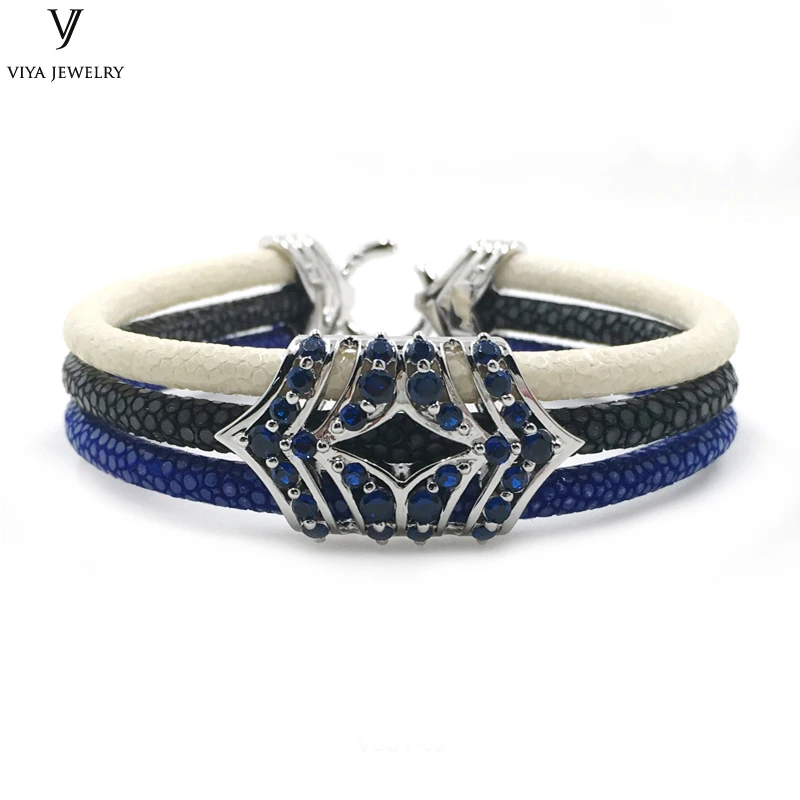 Роскошные три круглые StingrayBracelet 925 пробы серебро браслет для часов Для мужчин