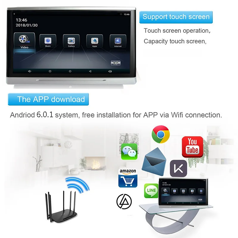 XST 11,6 дюймов Android 6,0 автомобильный монитор подголовник ips сенсорный экран HD 1080P видео wifi/USB/SD/Bluetooth/fm-передатчик/динамик