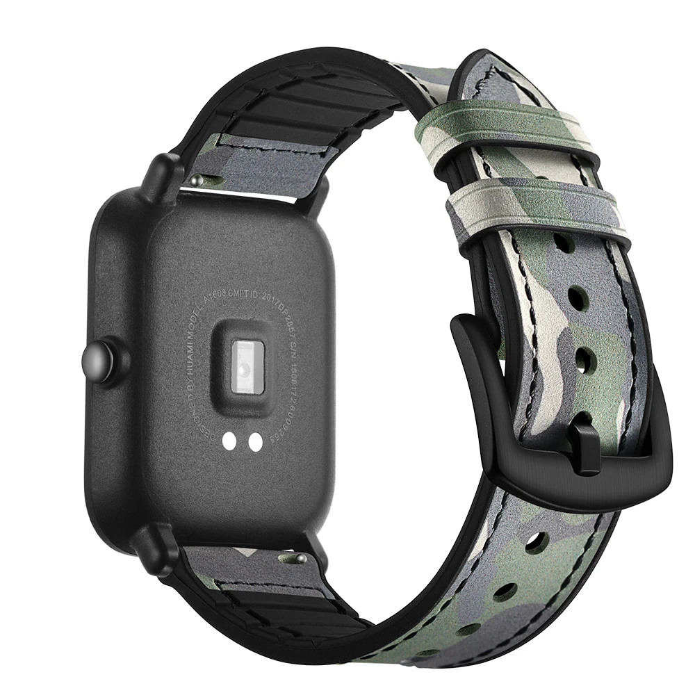 20 мм кожаный ремешок для Xiaomi Huami Amazfit BIP BIT Смарт-часы браслет для Xiaomi Amazfit ремешок из натуральной кожи ремень
