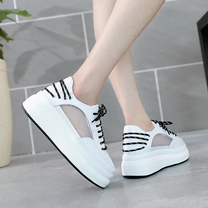 YD-EVER женская повседневная обувь из натуральной кожи на платформе-танкетке модные