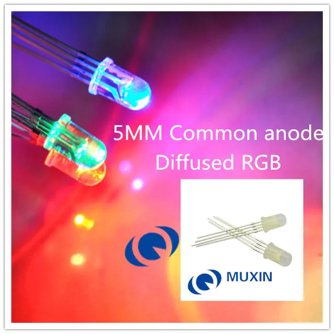 1000pcs 5mm RGB LED Diffused Diode Light Common Anode Tricolor Red Green Blue 5 mm Emitting Lamp Wide Angle | Лампы и освещение