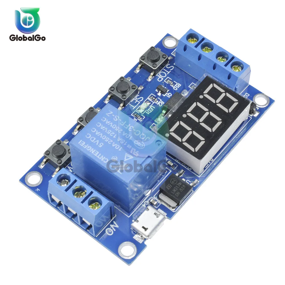 5V Micro USB реле задержки времени модуль 4 кнопки 3 цифр цифровая трубка светодиодный цифровой реле задержки времени триггер таймер Управление переключатель