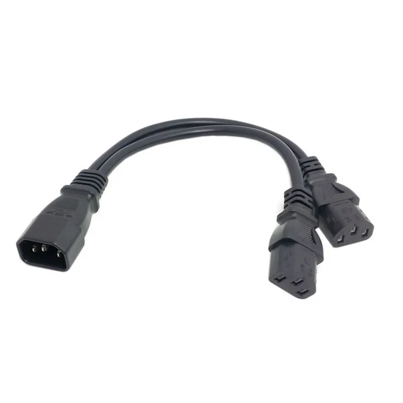 

Wholesale 1pcs Single C14 to Dual C13 5-13R Short Power Y Type Splitter Adapter Cable Cord 25cm