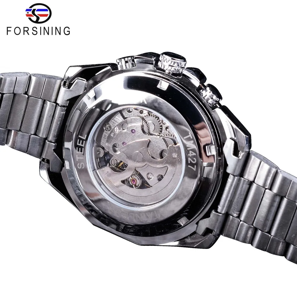 Forsining Мужские автоматические часы с черепом механические наручные
