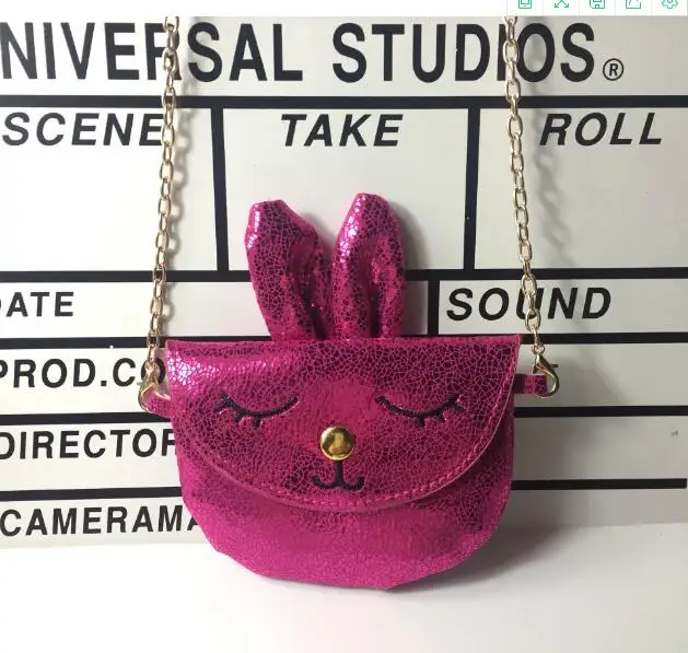

5 pieces Girls Rabbit Shoulder Messenger Bags Handbag Baby Metal Chain Faux Leather Animal Printing Bags