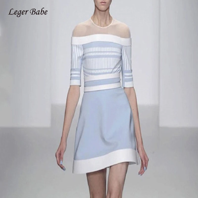 Женское Бандажное платье Leger Babe элегантное Сетчатое в стиле пэтчворк вечернее