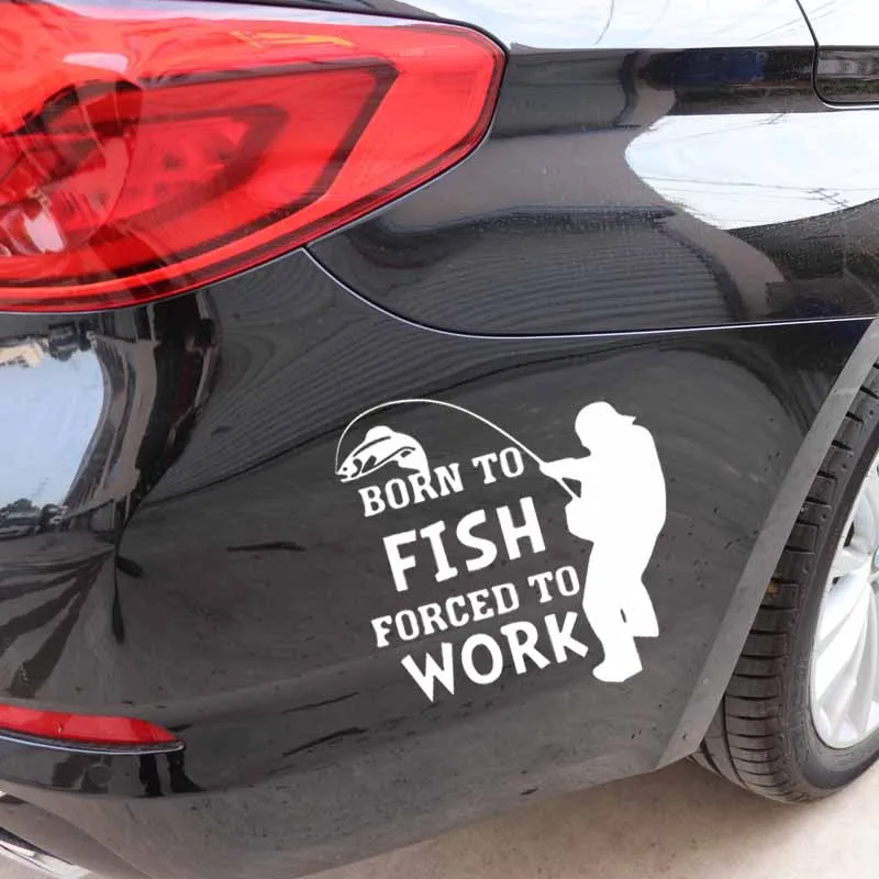 YJZT 15 5 см * автомобиля Стикеры Born To Fish вынуждены работать Рыбалка виниловые