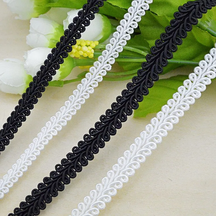 10meters Black White Bullion Ribbon Diy Accessory Wavy Cluny Webbing Garments Hair Decorations Lace Stiching Tape Trimming