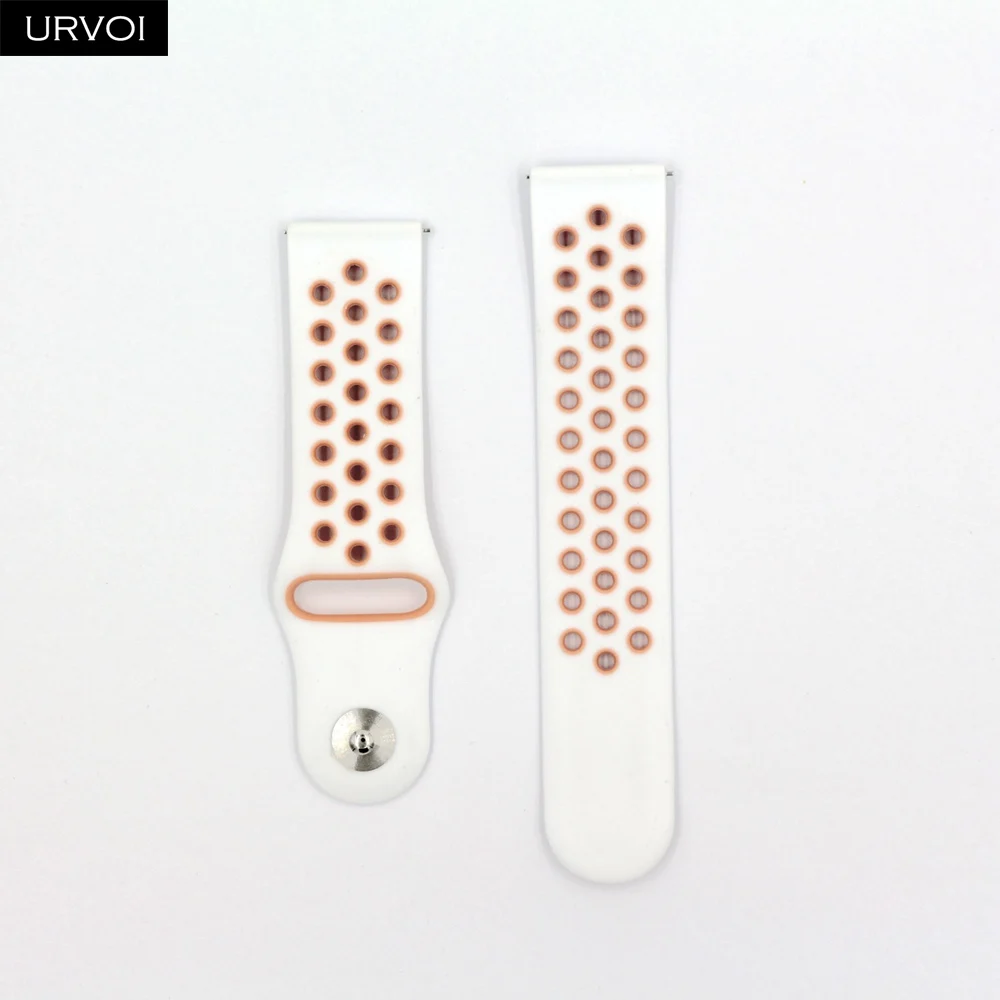 White S Pink URVOI 22/20 мм длина браслета для Galaxy Watch Active/42/46 мм шестерни спортивный силиконовый ремешок для HUAWEI Aquick выпуск шпильки Мягкая замена - Цвет ремешка: White S Pink