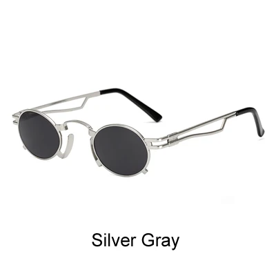 Silver Gray Ralferty, Ретро стиль, стимпанк, солнцезащитные очки, мужские, женские, дизайнерские, серебристые, черные, UV400, очки, аксессуары, ретро панк, овальные очки, B011 - Цвет линз: Silver Gray