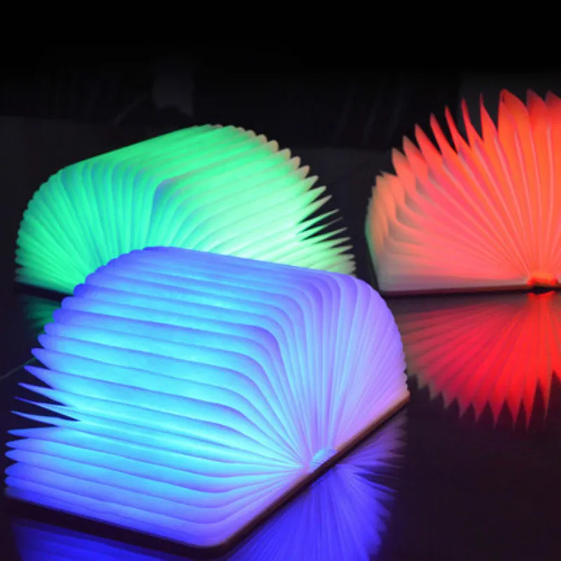 Светодиодный ночник складной книжный светильник USB перезаряжаемый деревянный