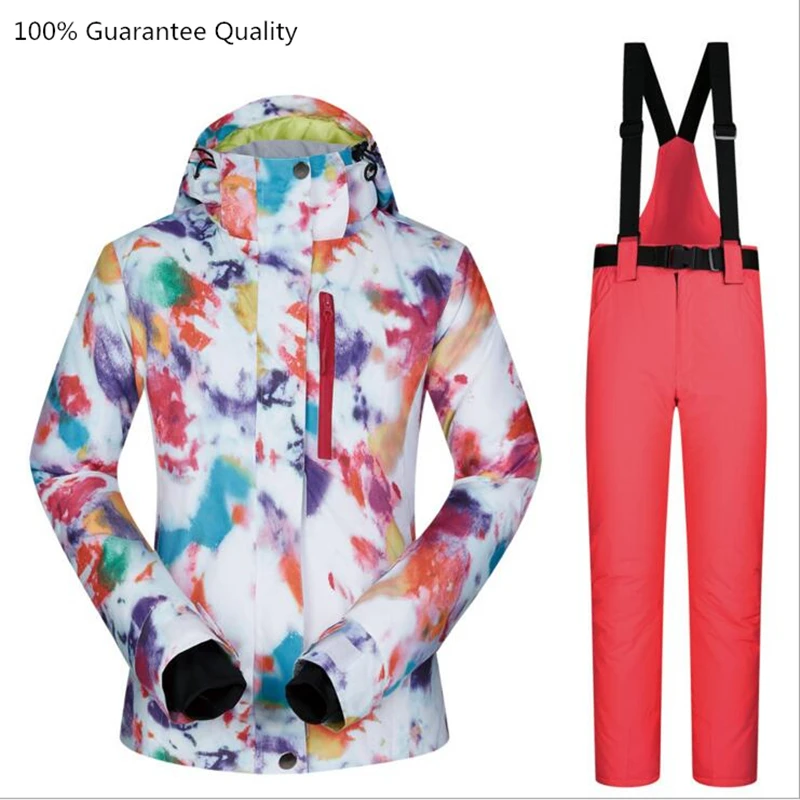 Female Jacket+pants Ski Suit Sets Waterproof Windproof Breathable Mountain Skiing Snow Outdoor Snowboarding Women Clothes