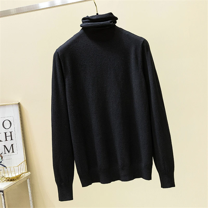 OllyMurs Women Slim Turtleneck Knitted Sweaters Autumn Winter Elastic Cashmere Sweater Ladies Tops Pullover Knitwear Pull Femme | Женская