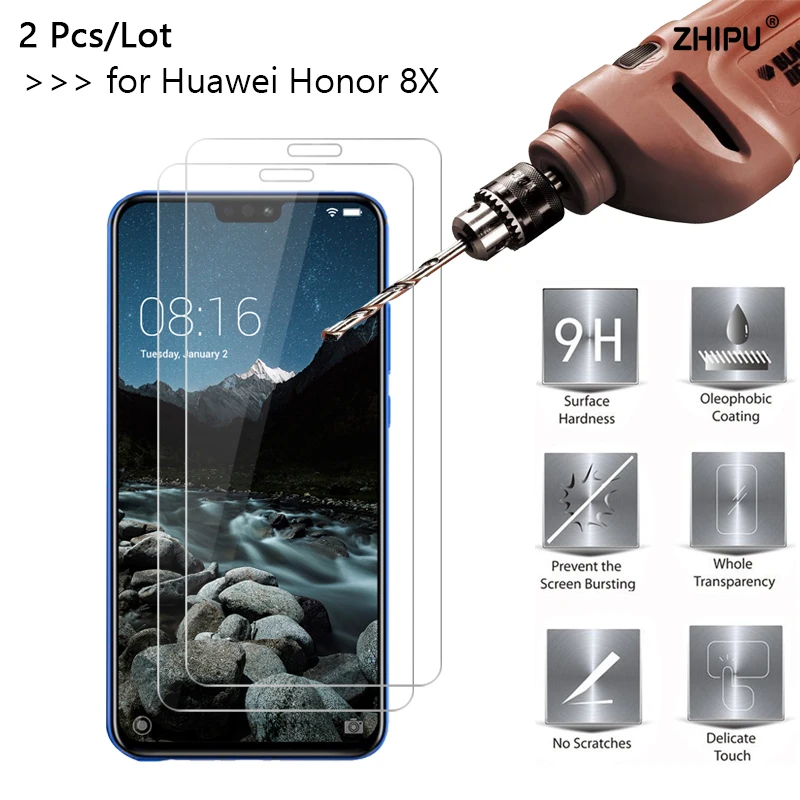 2 шт./лот закаленное стекло 2.5D 0 26 мм для Huawei Honor 8X Защитная пленка экрана 6 5 дюйма