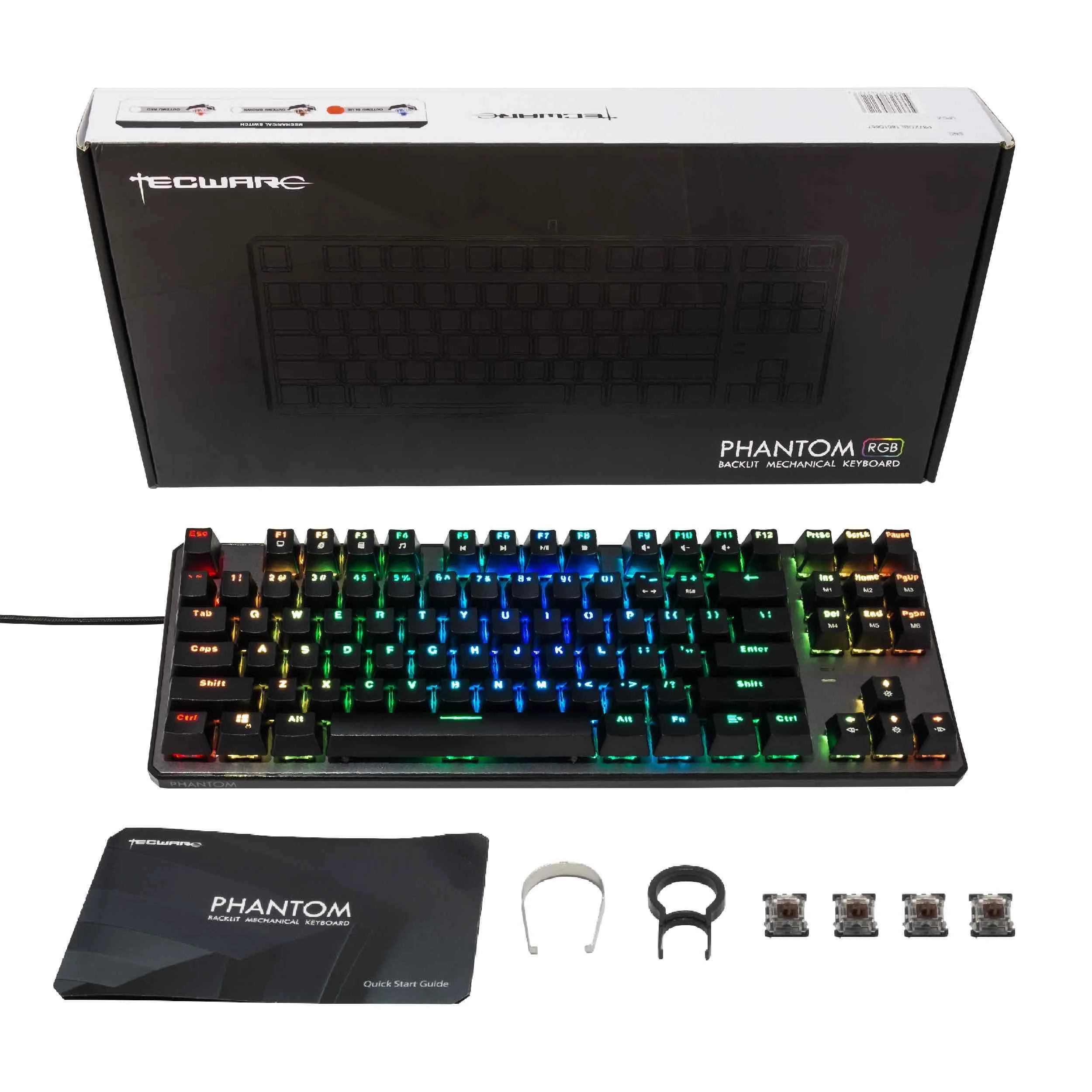 Механическая клавиатура TECWARE Phantom 87, RGB светодиодный, переключатель Outemu Blue, дополнительные переключатели, отлично подходят для геймеров - Цвет: Коричневый