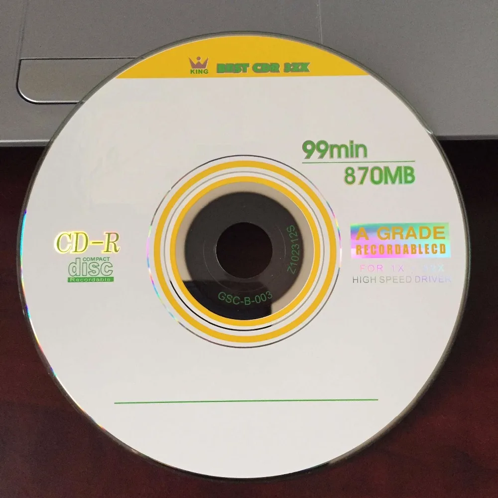Оптовая продажа 5 дисков A + желтая пустая печать 32x 870 МБ CD R|cd-r|cd-r blankcd-r disc |