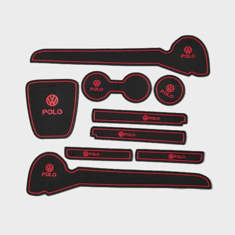 Polo 6R 6C Противоскользящие резиновые ворота слот чашки коврик для VW Golf 7 MK7 Polo 6R 6C Scirocco Sportsvan SV Volkswagen аксессуары наклейки - Название цвета: Polo 6R 6C