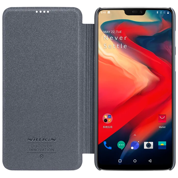 Oneplus 6 Чехол One plus 6 Чехол NILLKIN блестящий кожаный чехол откидная крышка для Oneplus6 жесткая задняя панель из поликарбоната Сумки для телефона - Цвет: Серый