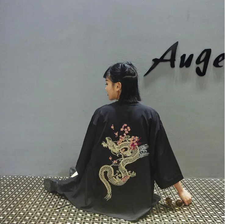 Женское кимоно с вышивкой дракона кардиган в Корейском стиле|korean kimono|korean womenkorean