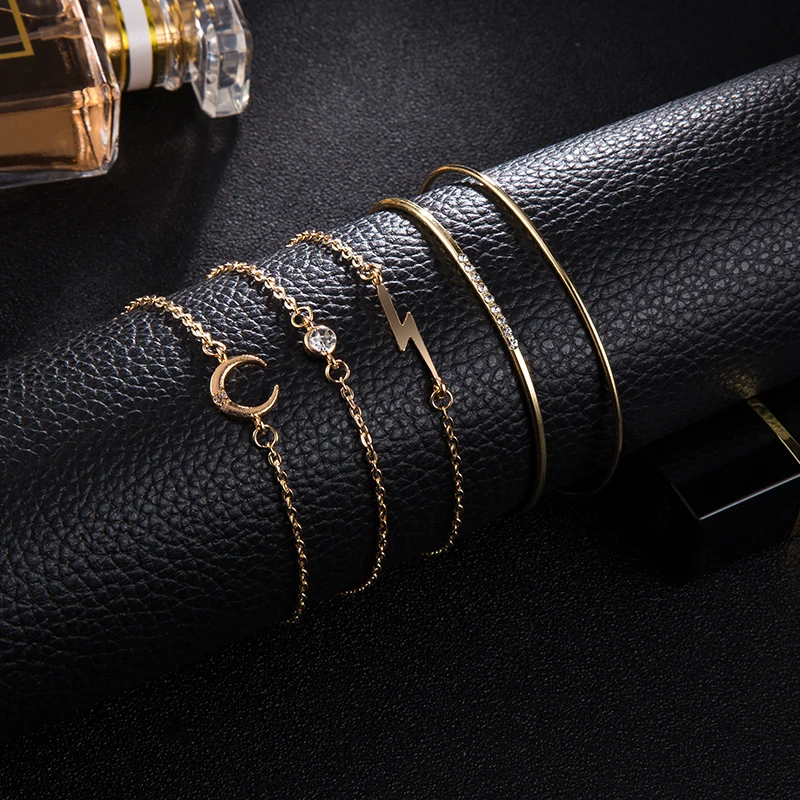 Docona в богемном стиле с золотисто-Lightning рога Луна украшением виде кристаллов