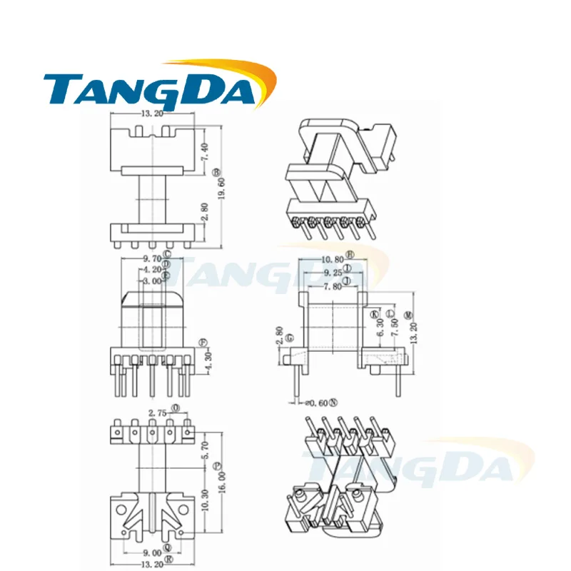 

Tangda EE13 core EE EE13W Bobbin magnetic core + skeleton soft magnetism ferrites horizontal 7pin 7P 5-2 Transformers