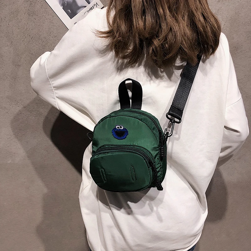 One-shoulder cartoon cute student Canvas Soft Edition Simple Neutral Leisure Fashion Zipper Unisex Casual occasion bag | Багаж и сумки