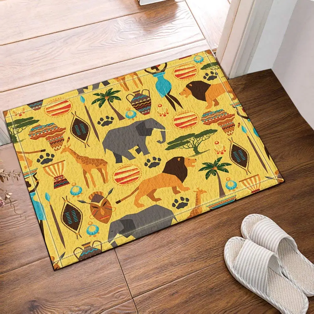 Egyptian Decor African Animals Bath Rugs Non-Slip Doormat Floor Entryways Fashion Style Ins Mat Kids | Дом и сад
