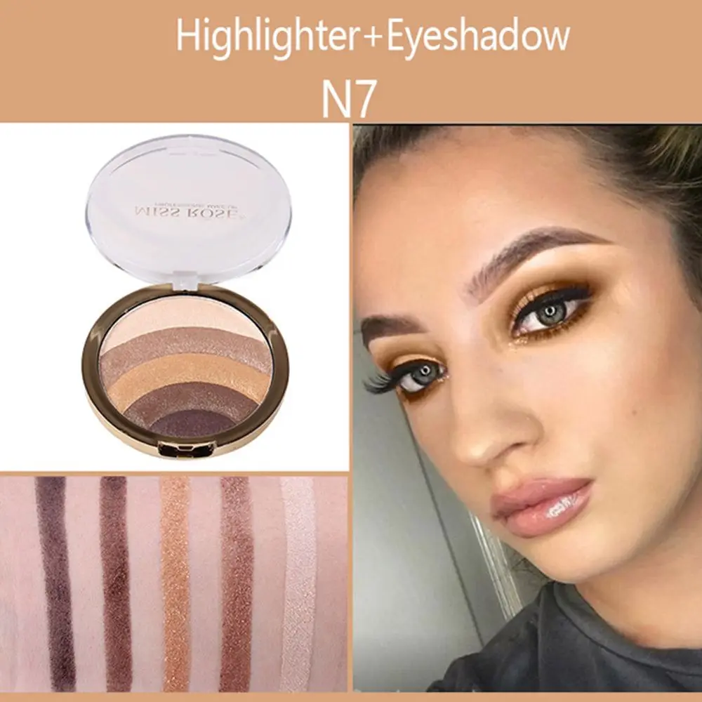 Miss Rose 10 Colors Rainbow Highlighter Blush Bronzer Face Powder Glow Multi-functional Glitter Powder Lazy Women Makeup - Цвет: N7