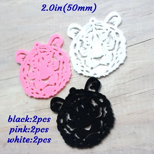 black set-6pcs 50 мм акриловые серьги с тигром Смешанные Серьги Черный Белый Розовый/мятно-желтый темно-фиолетовый/матовый/зеркальный/блестящий тигр "-AC1277KO - Окраска металла: black set-6pcs