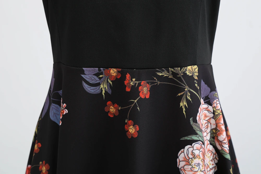 Vestido Цветочные женские миди винтажные Расклешенные платья 3/4 рукава с высокой