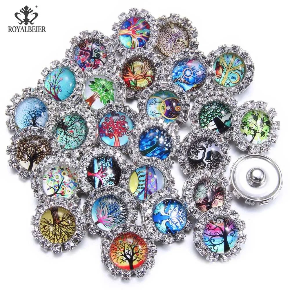 ROYALBEIER, 12 шт./лот, стеклянные круглые стразы, 18 мм, кнопки с когтями, пришитые кристаллами, страз, металлическая основа, Пряжка mg021