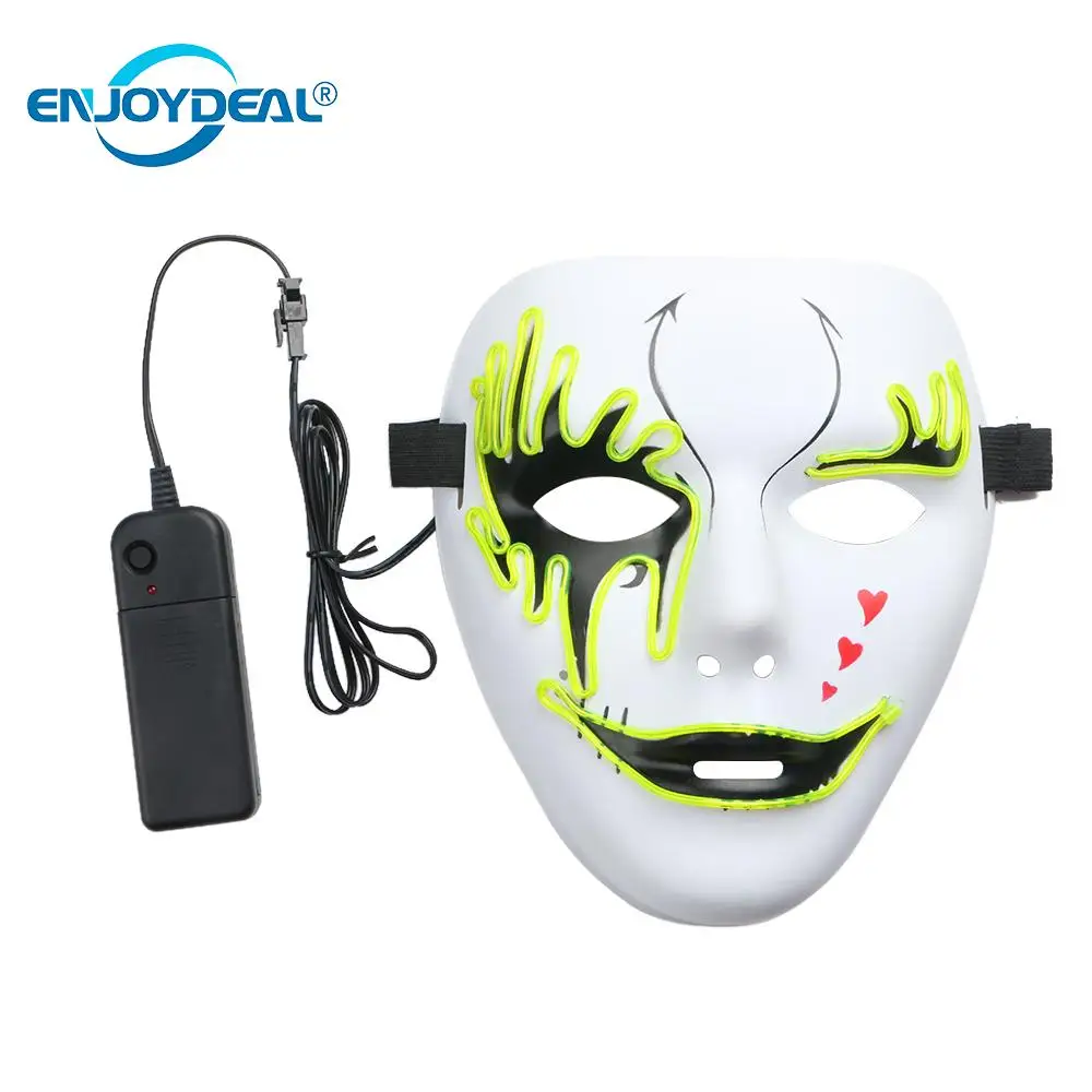 Three Light Modes EL Mask Wire Glowing Halloween Luminous Mask  LED Light Up Masks theme Cosplay Masquerade Dancing Party pub