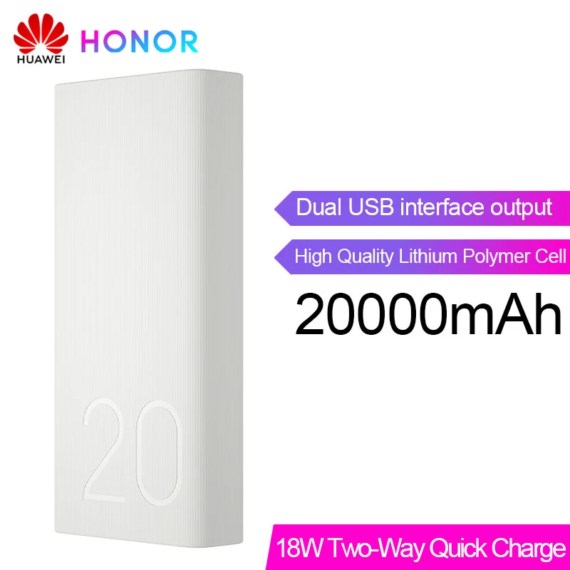 Huawei Honor power Bank 2, 20000 мА/ч, Макс., 18 Вт, двусторонняя быстрая зарядка, портативный внешний аккумулятор для Honor 10, V20, Magic 2, Nova 3, 4