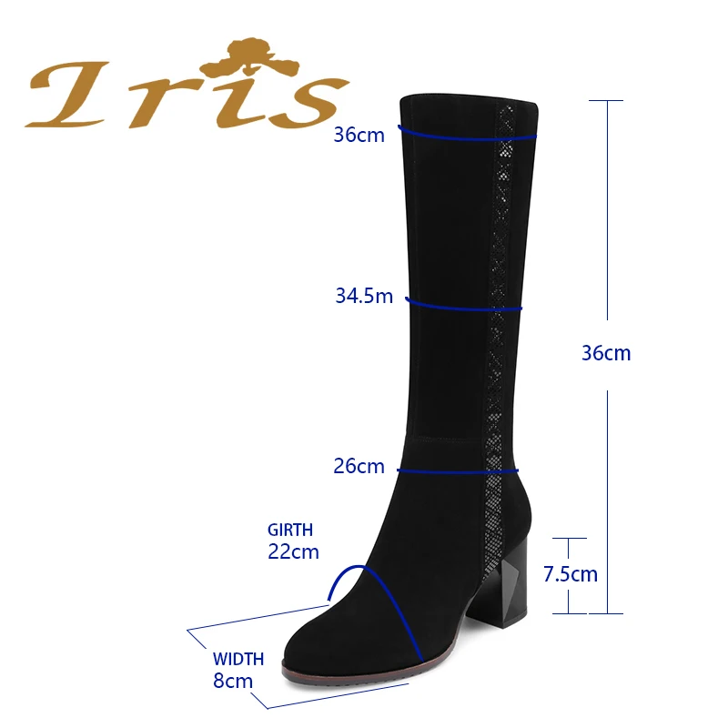 IRIS/Сапоги до колена из натуральной кожи на высоком каблуке женские черные