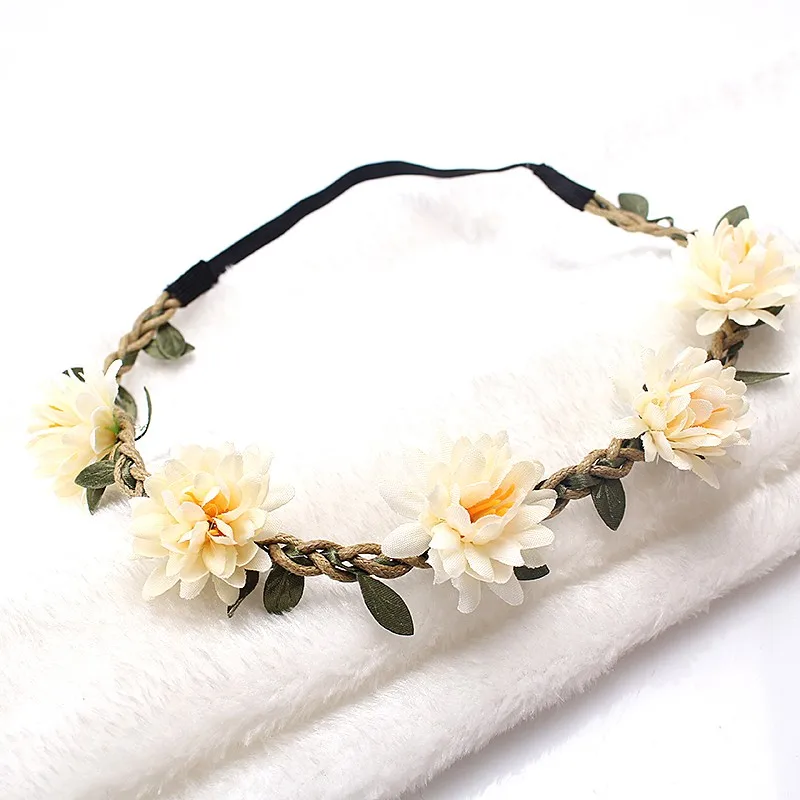 M MISM женская свадебная Цветочная повязка на голову для девочек Boho головной убор с цветами детские повязки на голову аксессуары для волос свадебный веночек пляжная гирлянда