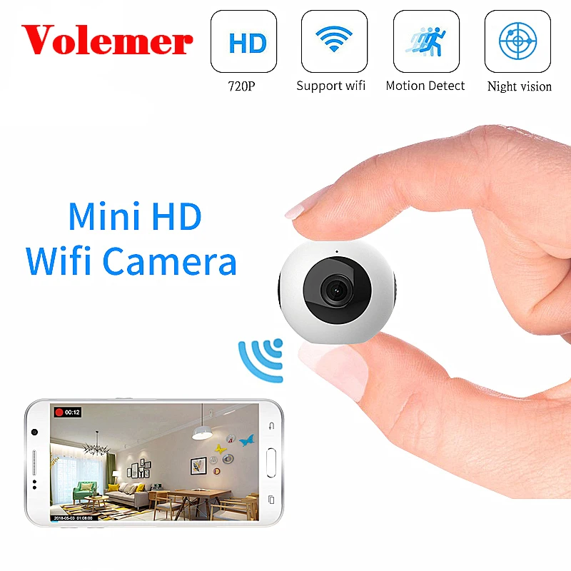 Мини камера Volemer C8 Wi Fi IP HD ночное видение 720P|Компактные видеокамеры| |