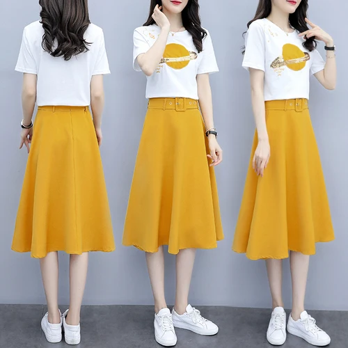 Элегантный свободный летний комплект из 2 предметов с принтом Модный