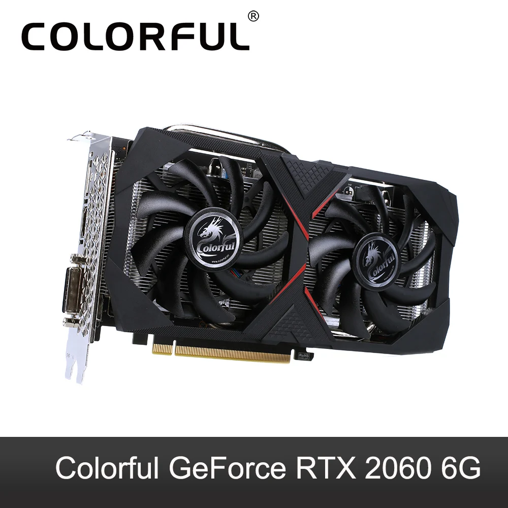 Красочная видеокарта GeForce RTX 2060 6G GPU GDDR6 TU106 1608MHZ графическая карта Nvidia 8Pin PCI-E 3,0 HDMI DVI порт для игрового ПК